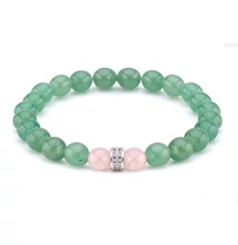 Aventurin rózsakvarc szívcsakra karkötő mikrostrassz díszítéssel