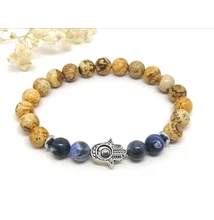 Hamsa tájképjáspis szodalit karkötő