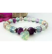Tanulást segítő fluorit karkötő swarovski szív medállal